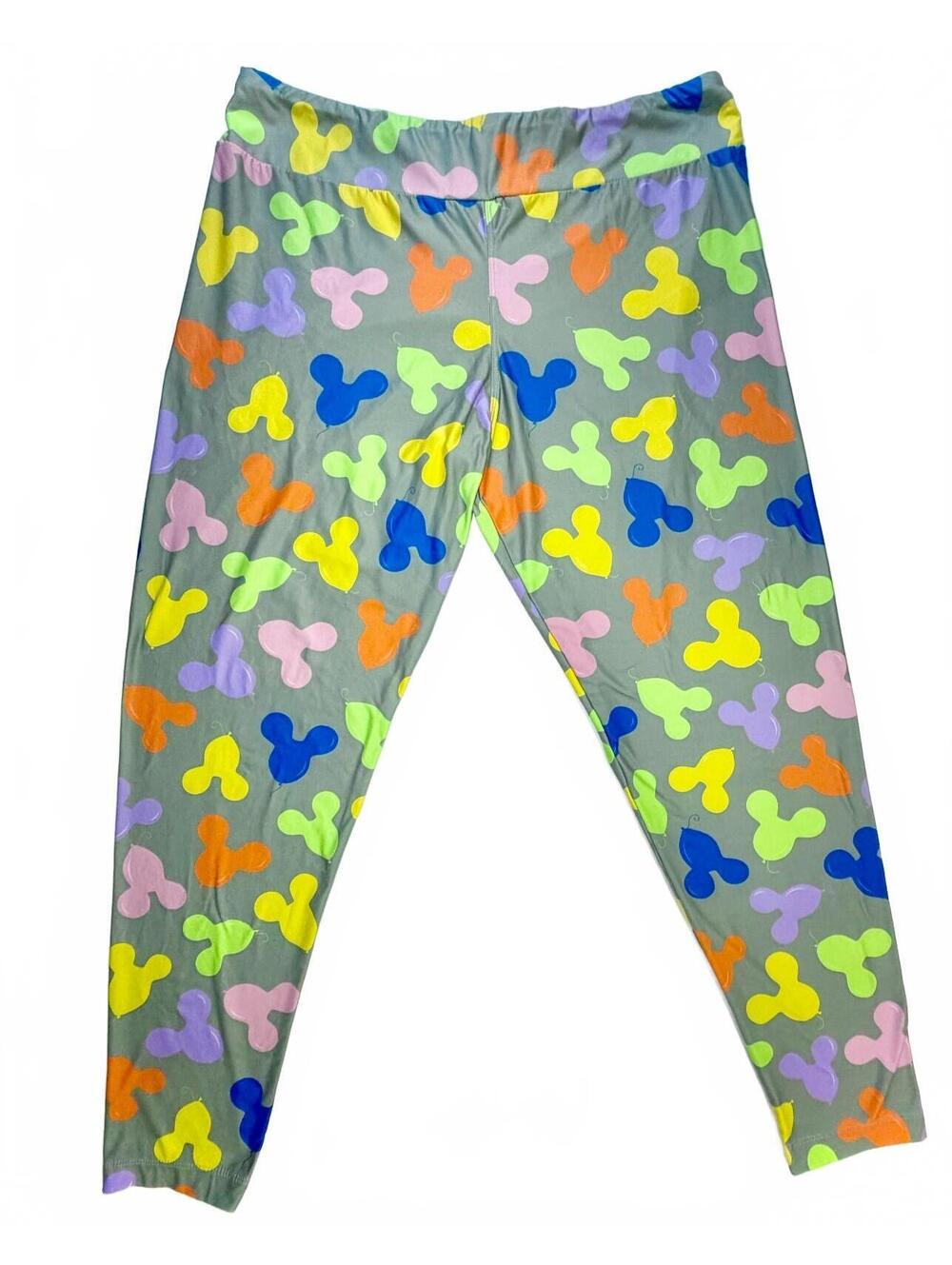 Disney Parks Mickey Mouse Balloon Leggings Womens XL Grey Multicolor Stretch